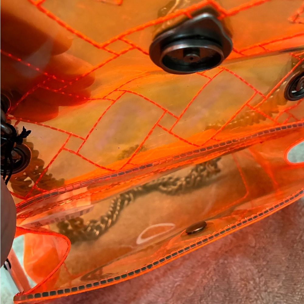 Kurt Geiger Kensington Transparent Quilted Crossbody Bag Orange - Picture 6 of 9